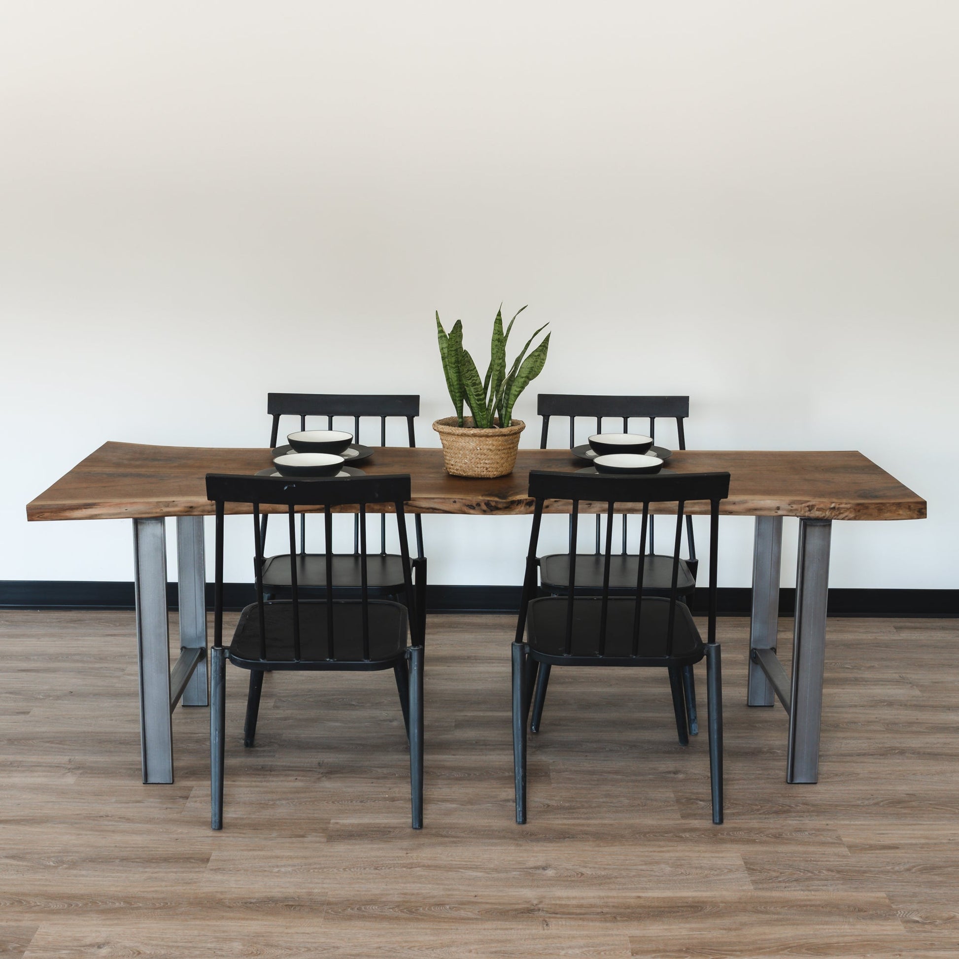 Black Walnut Live Edge H-Shaped Dining Table - FargoWoodworks