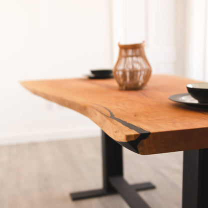 Ready to Ship | Cherry Live Edge Industrial Table - FargoWoodworks