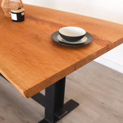Ready to Ship | Cherry Live Edge Industrial Table - FargoWoodworks