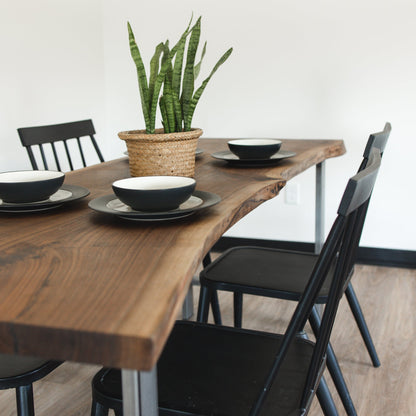 Black Walnut Live Edge H-Shaped Dining Table - FargoWoodworks