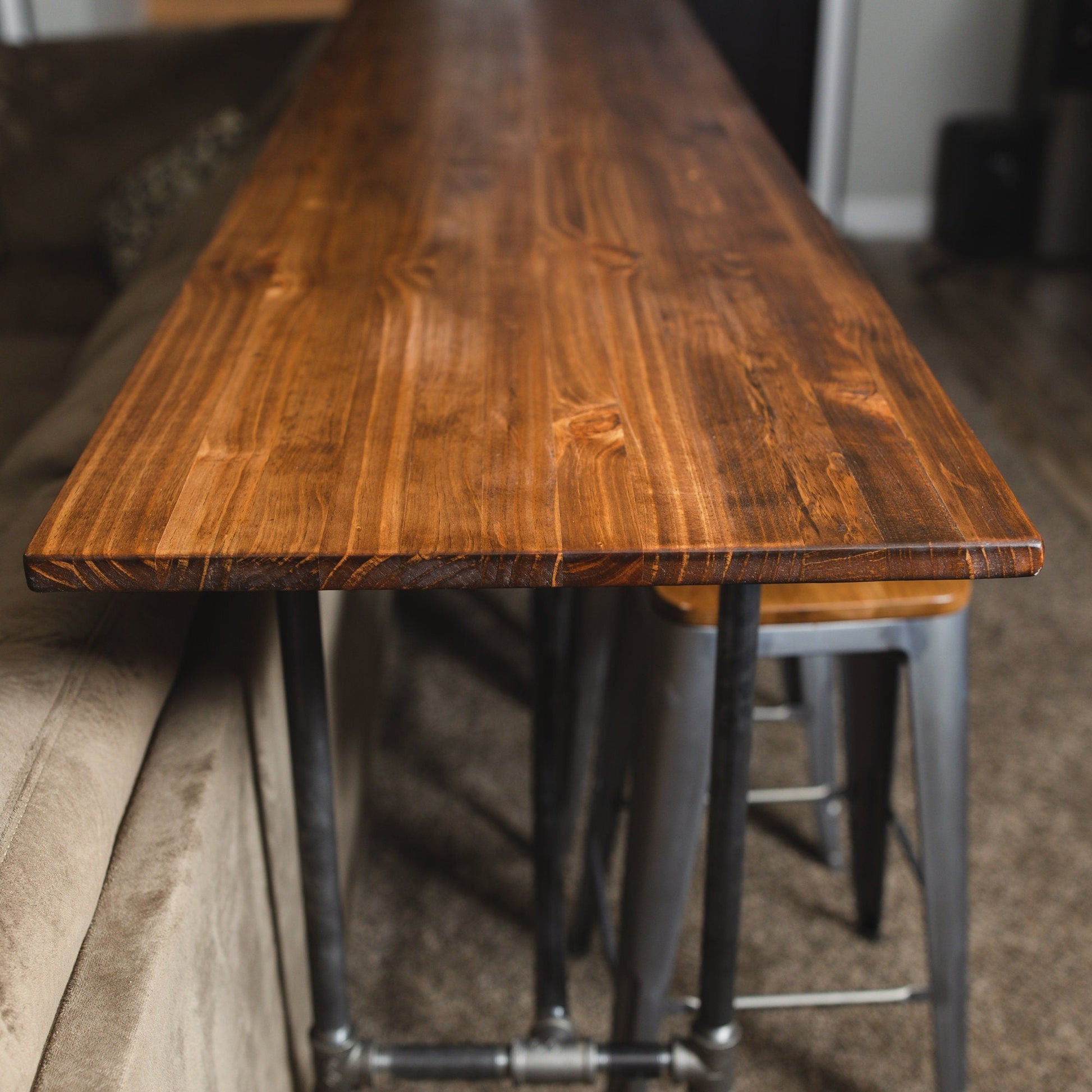 Industrial HardWood Sofa Bar Table - FargoWoodworks