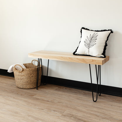 Solid Hickory Hairpin Leg Bench - FargoWoodworks