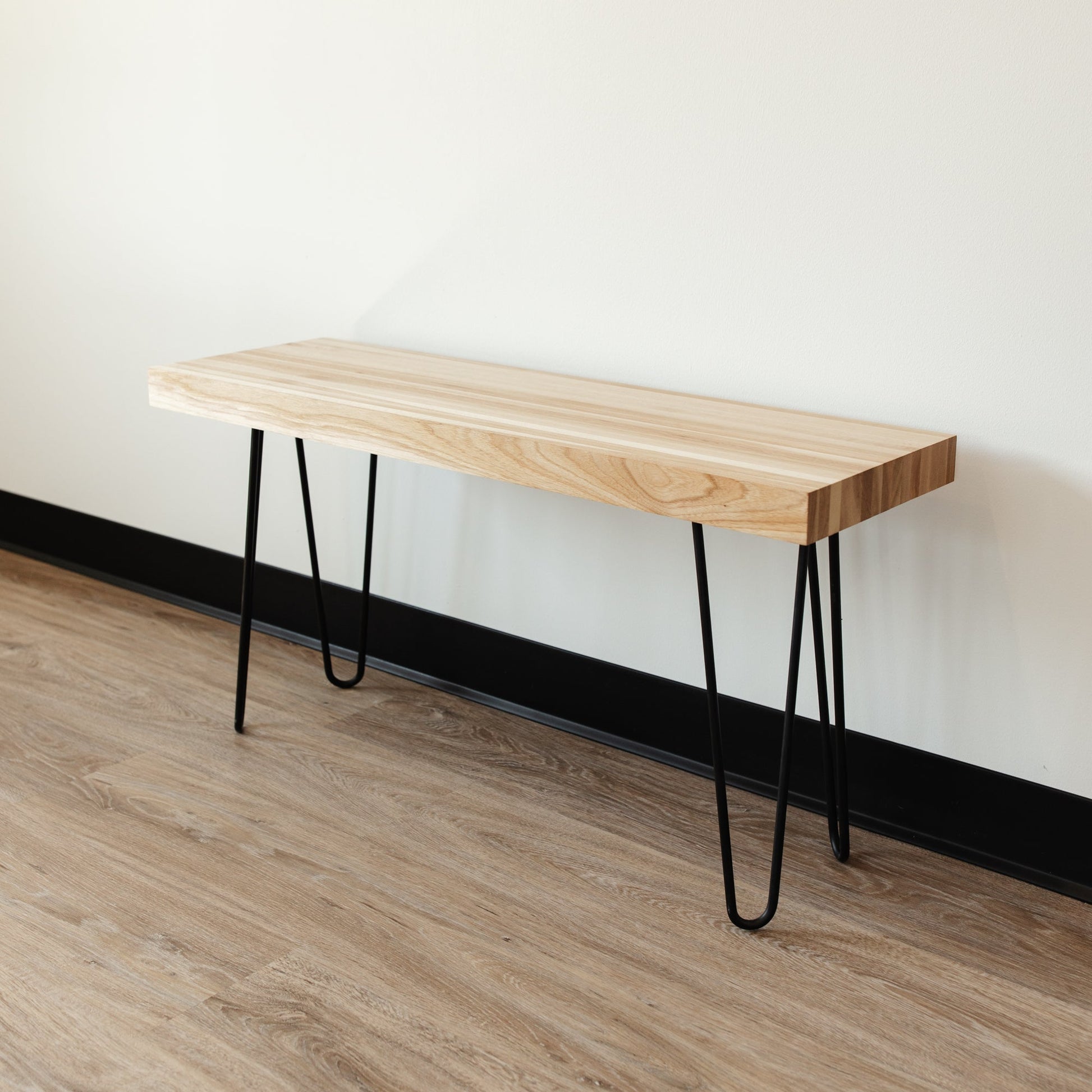 Solid Hickory Hairpin Leg Bench - FargoWoodworks