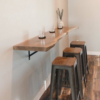 The Live Edge Walnut Floating Bar Table – FargoWoodworks