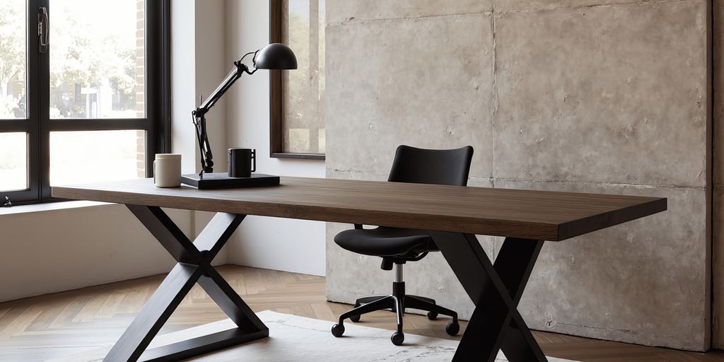 Modern office space featuring a stylish desk and chair.