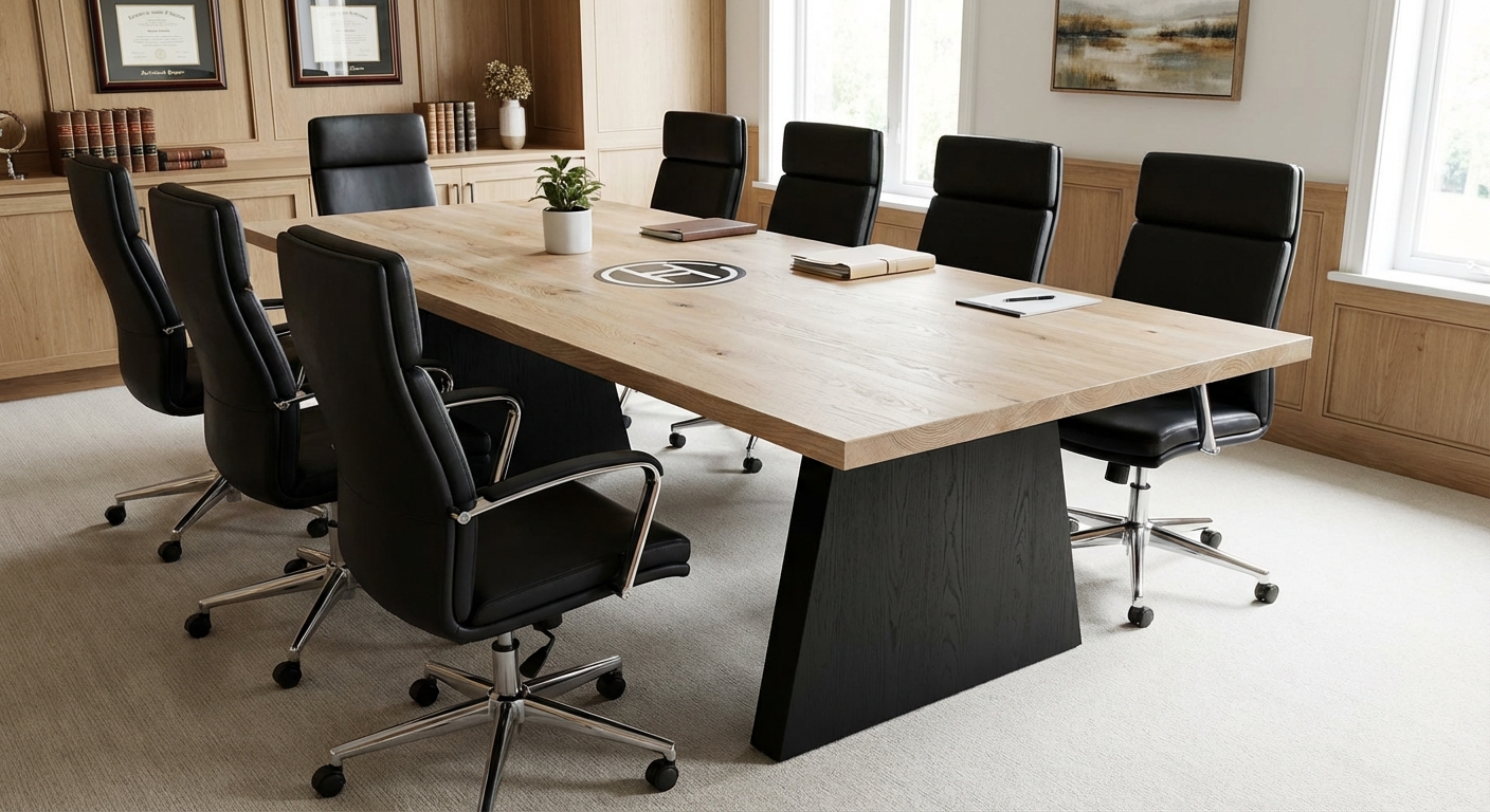 White Oak - Cotton White Finish Conference Table