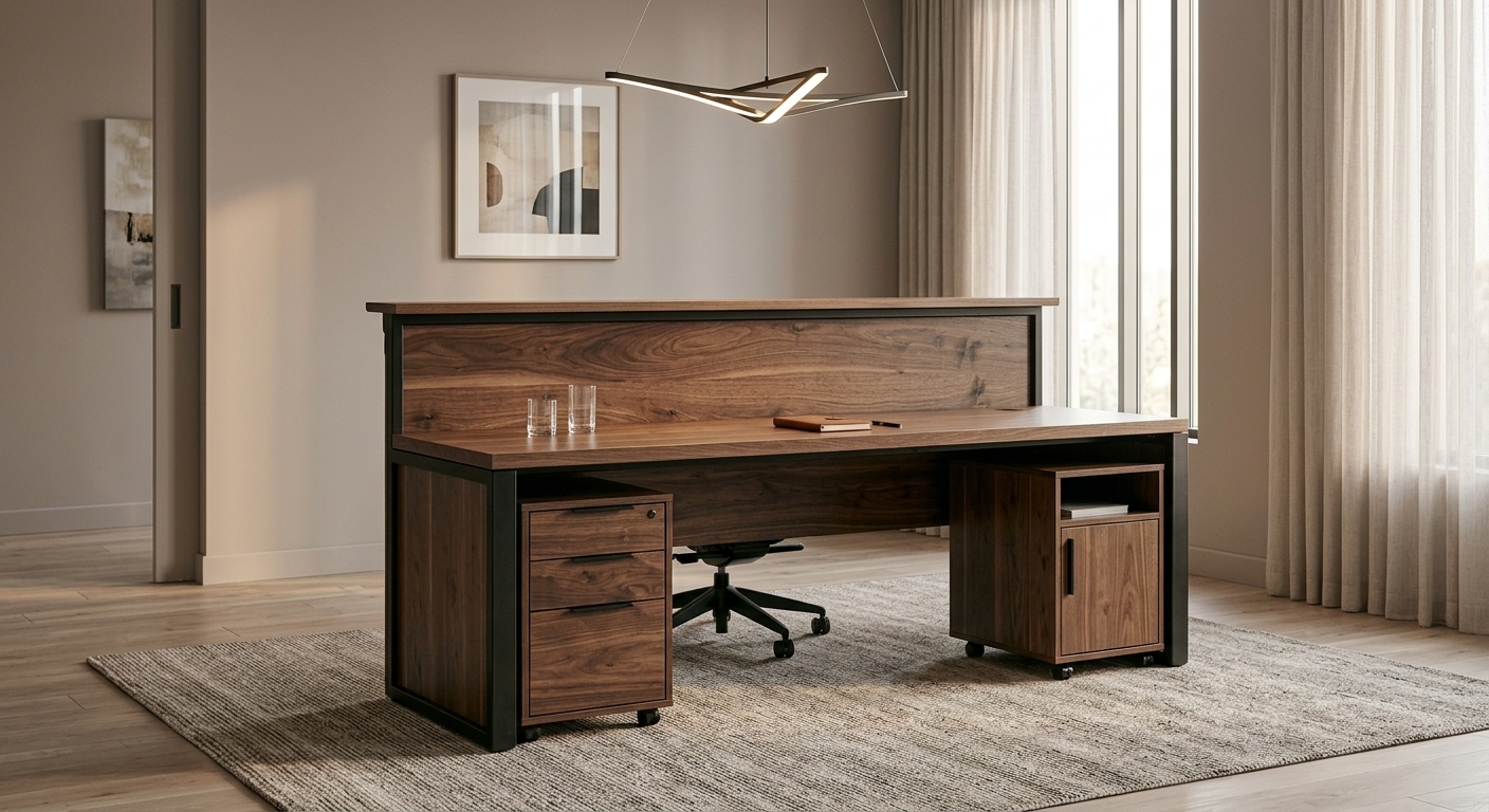 Hartford reception desk in a corporate lobby