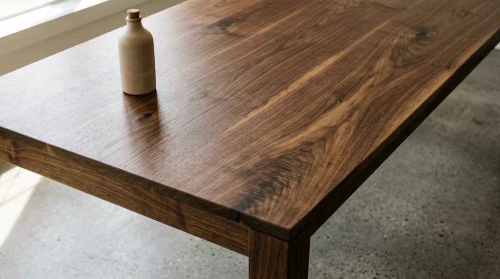 Hand-finished Black Walnut tabletop with Rubio Monocoat oil finish — Fargo Woodworks