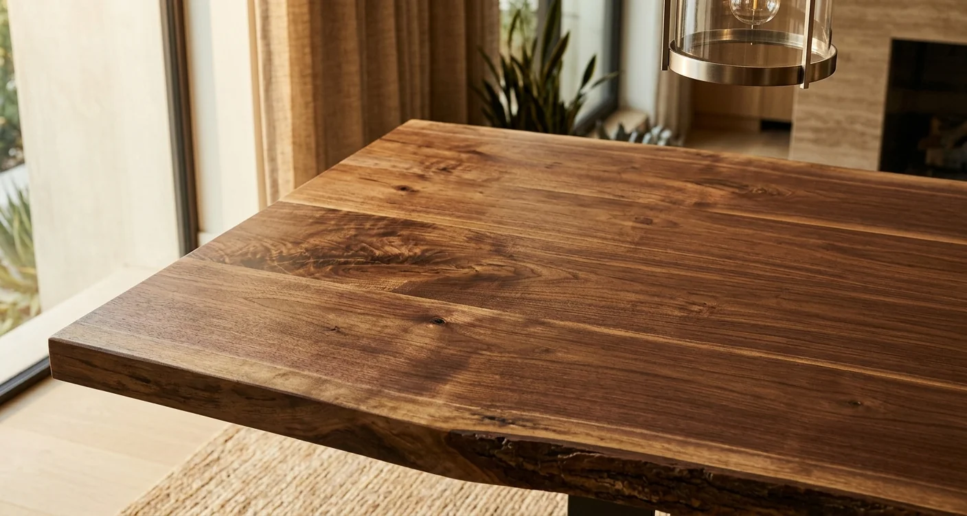 Live-edge Black Walnut tabletop with natural figured grain — Fargo Woodworks