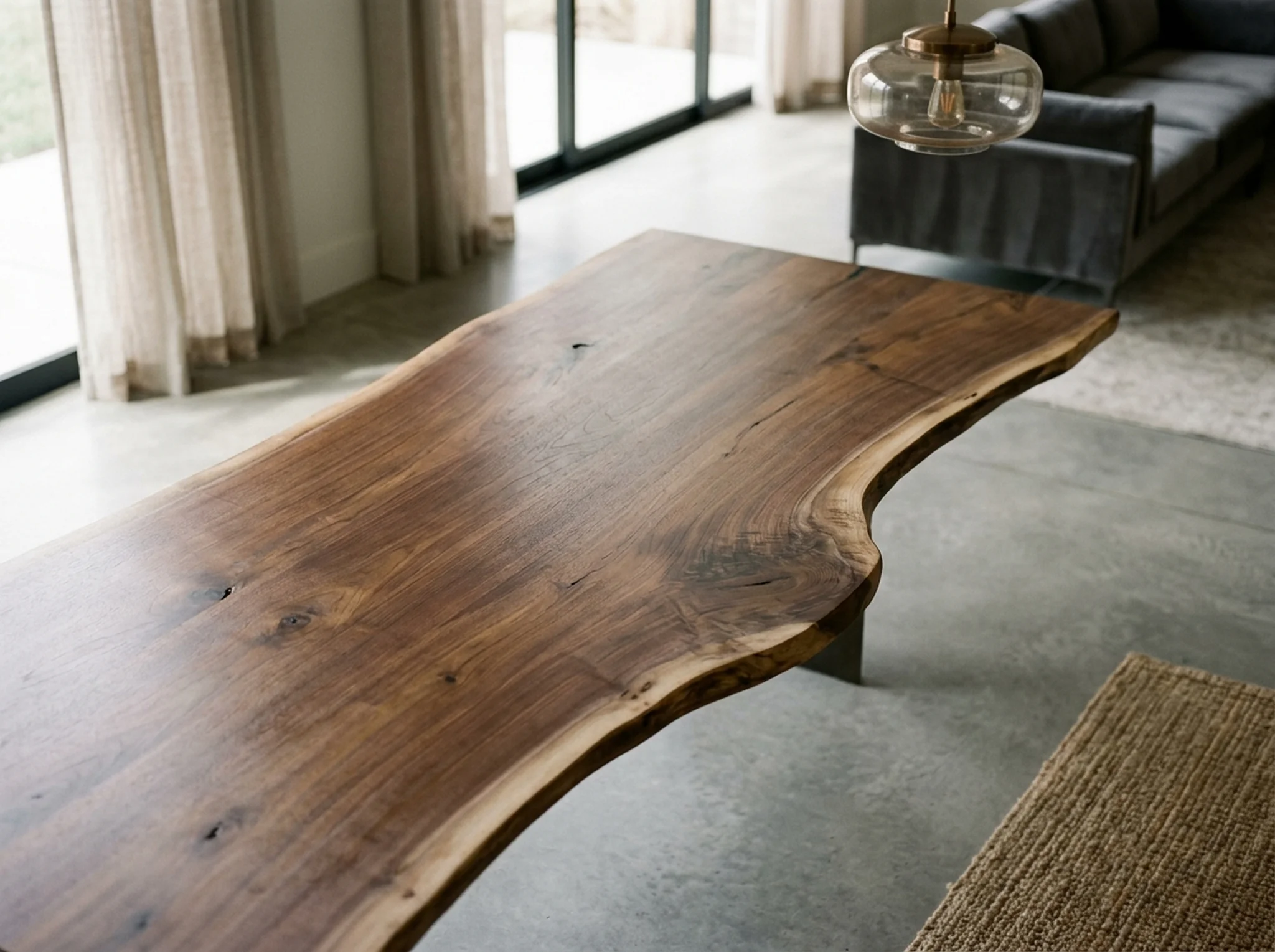 Macro close-up of a Black Walnut tree slab live edge — Fargo Woodworks