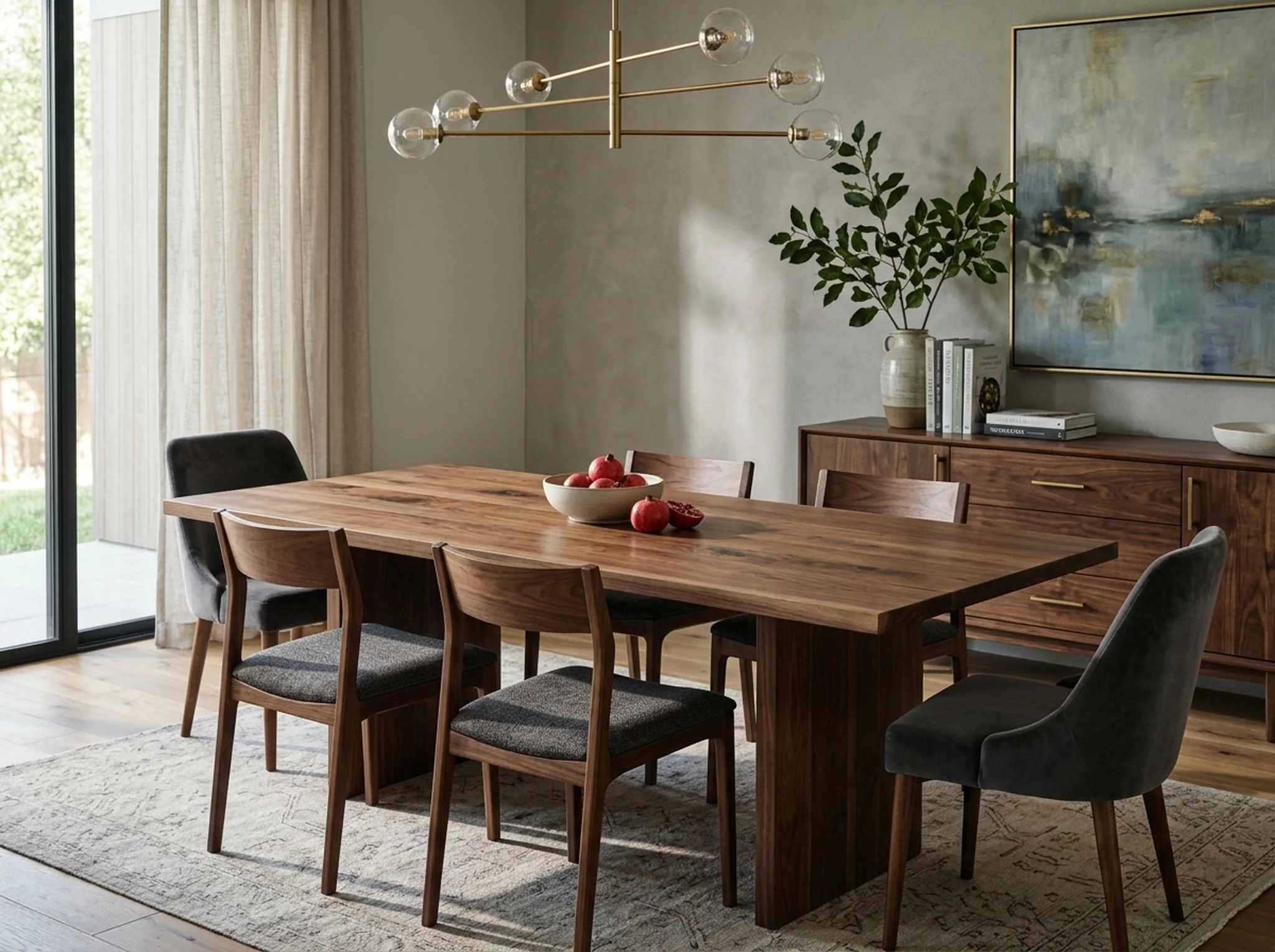 Solid hardwood Black Walnut dining set with table, chairs, and sideboard — Fargo Woodworks