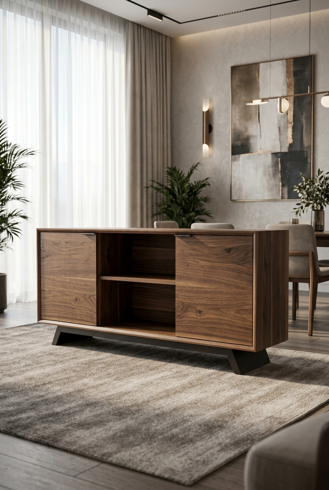 Solid walnut office credenza with closed storage — Fargo Woodworks
