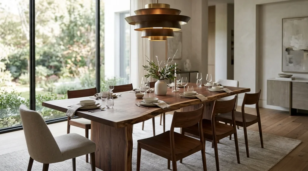 Stunning Black Walnut LIVE EDGE tree slab dining table for eight — Fargo Woodworks