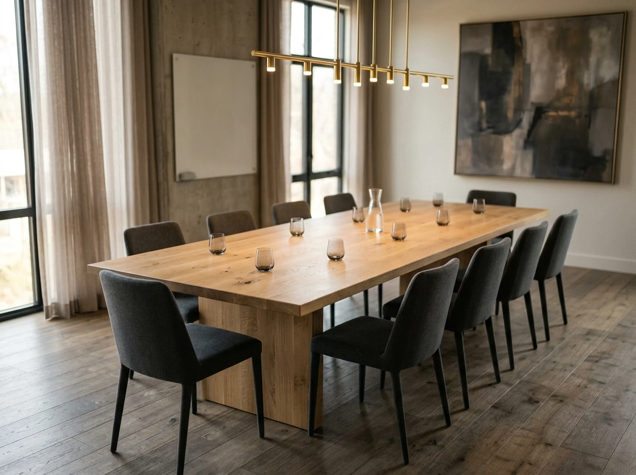 White Oak Rubio Natural conference table for ten in an educational meeting room — Fargo Woodworks